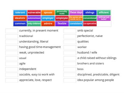 Collins Vocabulary for IELTS Unit 1 matching