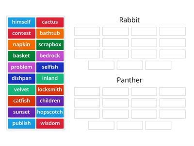 Rabbit or Panther (List 21 and 22)