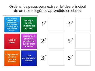 Idea principal (pasos)