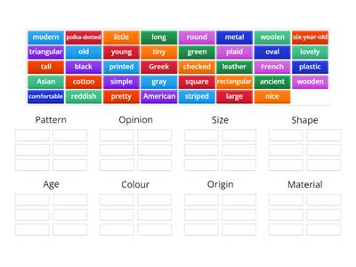 Adjective order (Intermediate 2)