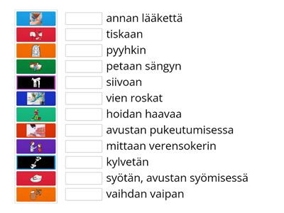 Hoiva-avustajan verbejä - Yhdistä parit