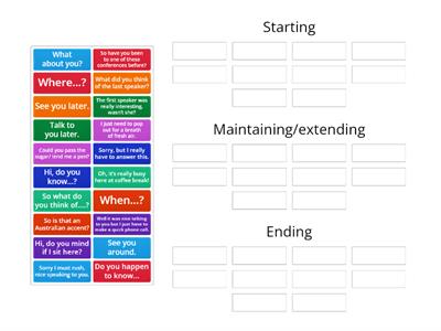 Phrases for starting, maintaining, extending and ending a conversation