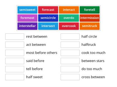 Prefixes semi-, over-, inter-, and fore-