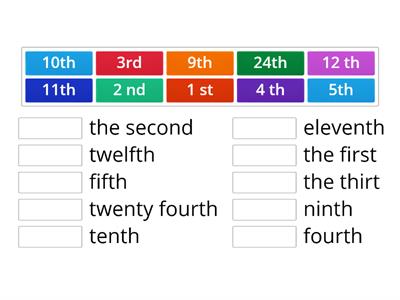 5. ve . sınıf ordinal numbers( sıra sayıları) etkinlik