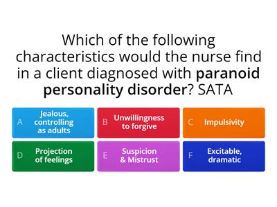 MH:  Personality Disorder questions