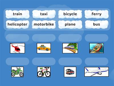 Travel and Transport match the word- Senior Infants