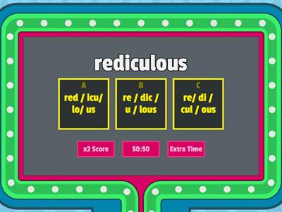 Identify the correct syllables 