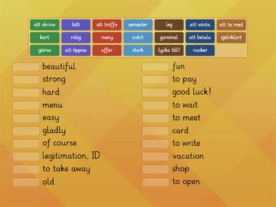 Vocabulary (Rivstart kapitel 3 och 4)