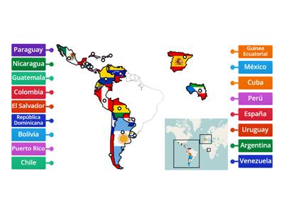 Los países hispanohablantes - Complete the map. 