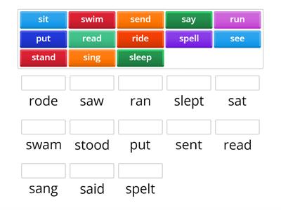 match irregular verbs put - swim