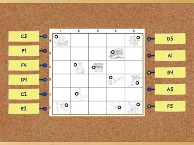 Reading a Map Grid - Drag the grid coordinate to the matching object.