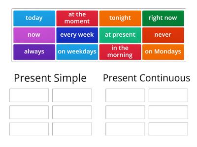 Present Simple vs Present Continuous. Time expressions