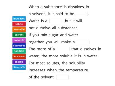 Yr 7 Solubility quick check