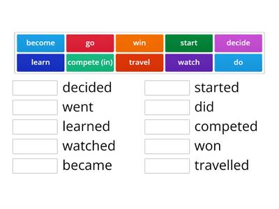 Match the verbs below with their past tense form from the text.