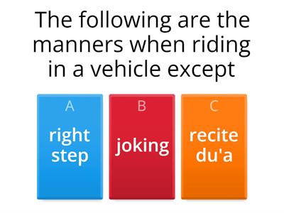 Manners in vehicle