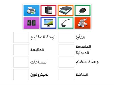  مطابقة صور أجزاء الحاسوب وأسمائها