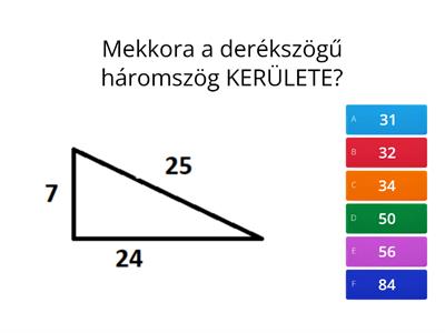 Derékszögű háromszög területe és kerülete