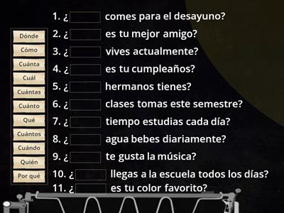 Questions Words in Spanish Practise for Beginners