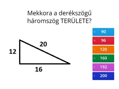Derékszögű háromszög területe és kerülete dolgozat