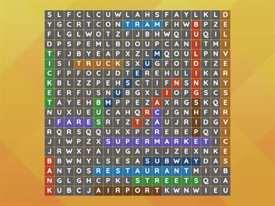 Transport and city wordsearch 