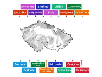 Slepá mapa - pohoří ČR