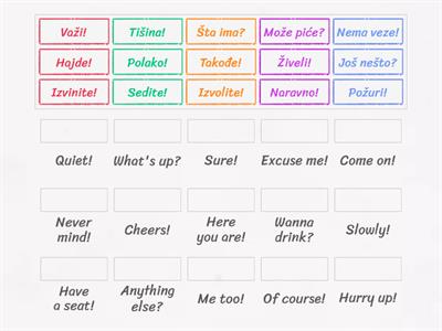 Common phrases (connect the Serbian phrases with their English translation)