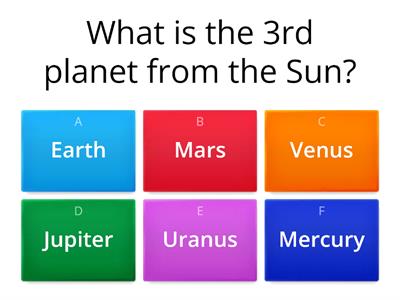 Solar system quiz Year 5