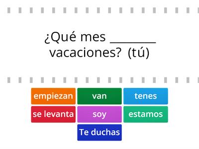 Preguntas en Presente de Indicativo - Español