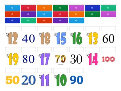 Match the numbers with their words