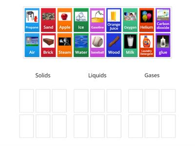 CAX KS3 Solids, Liquids and Gases, examples 