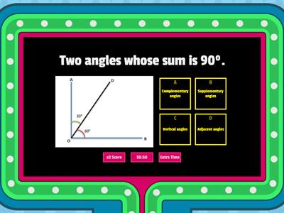 Complementary, Supplementary, Vertical, and Adjacent Angles