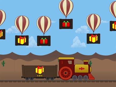 Sparge balonele astfel încât cadourile să cadă în vagoanele corespunzătoare!