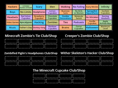 Categorizing into 5 Different Minecraft Clubs/Shops/Stores