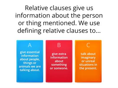Relative Clauses : defining and non-defining summary
