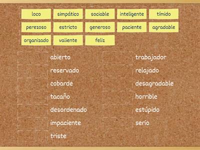 Match the opposites - adjetivos para describir a una persona.