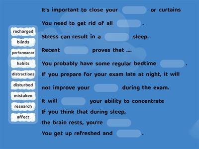 Sleep vocabulary OGE part 1