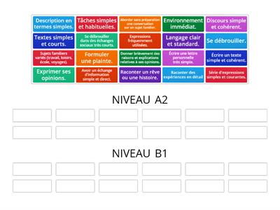 1.1. MOTS CLÉS : NIVEAU A2 OU NIVEAU B1 ?