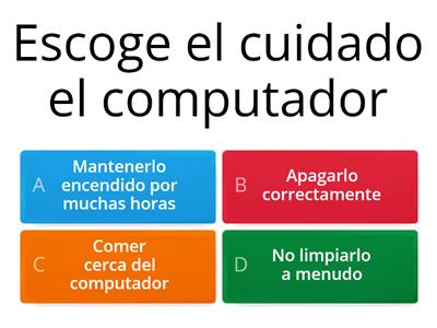 Cuestionario de evaluación de computación del segundo parcial primer Quimestre