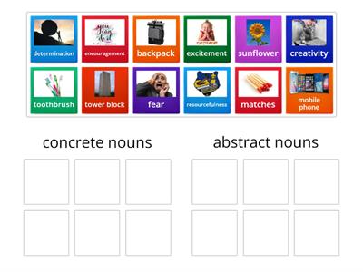 Tuesday - Abstract vs Concrete Nouns Sorting Activity