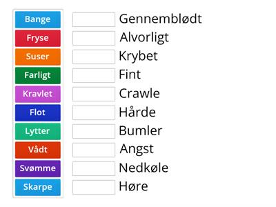 Find synonymet - det ord som har samme betydning.