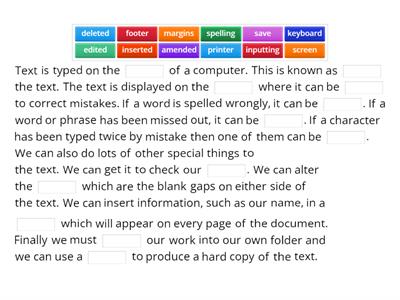  Word Processing: Editing fill in the blanks