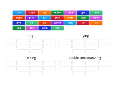 GW B1 Unit 1 p.8  ex.2  Present Continuous Verb spelling