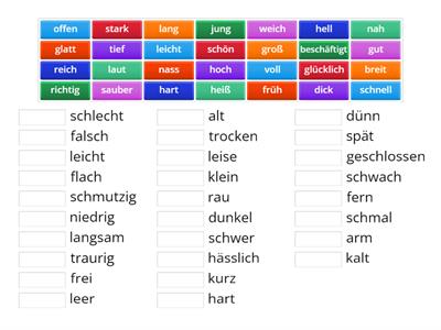 German vocab: Opposites, adj: PAIRS game