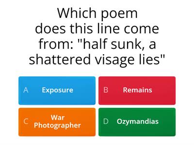 Power & Conflict Poetry Quiz - easy 