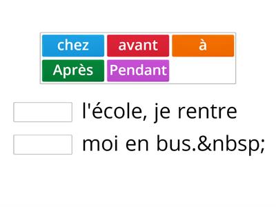 Après l'école fill in the blanks