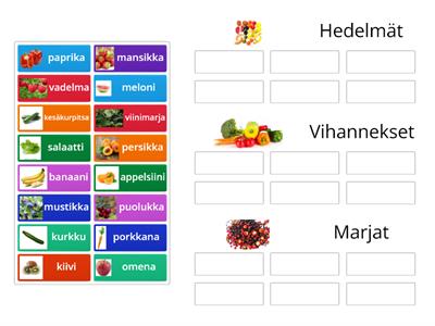 Yläkäsitteet (hedelmät, vihannekset, marjat)