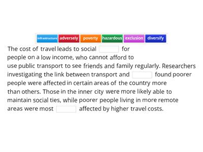 Fill in the blanks - cost of travel