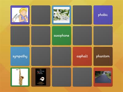 Barton 6.8 Matching Game (Word to Photo) with Greek PH and Y