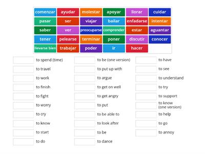 GCSE family and friends verbs match up