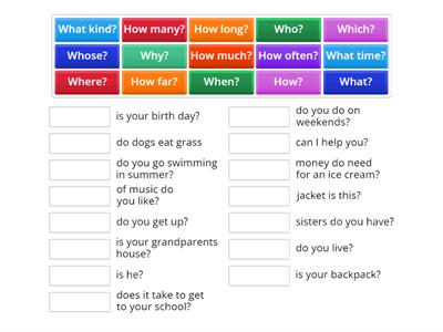 Question words practice ESL